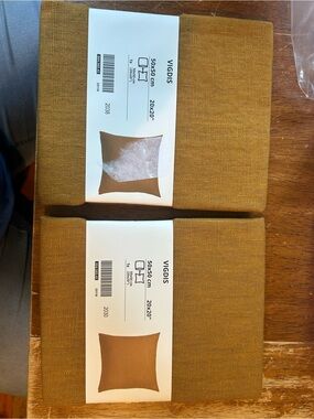 IKEA VIGDIS Mustard Accent Pillow Covers - Pack of 2. Zips off for easy washing.